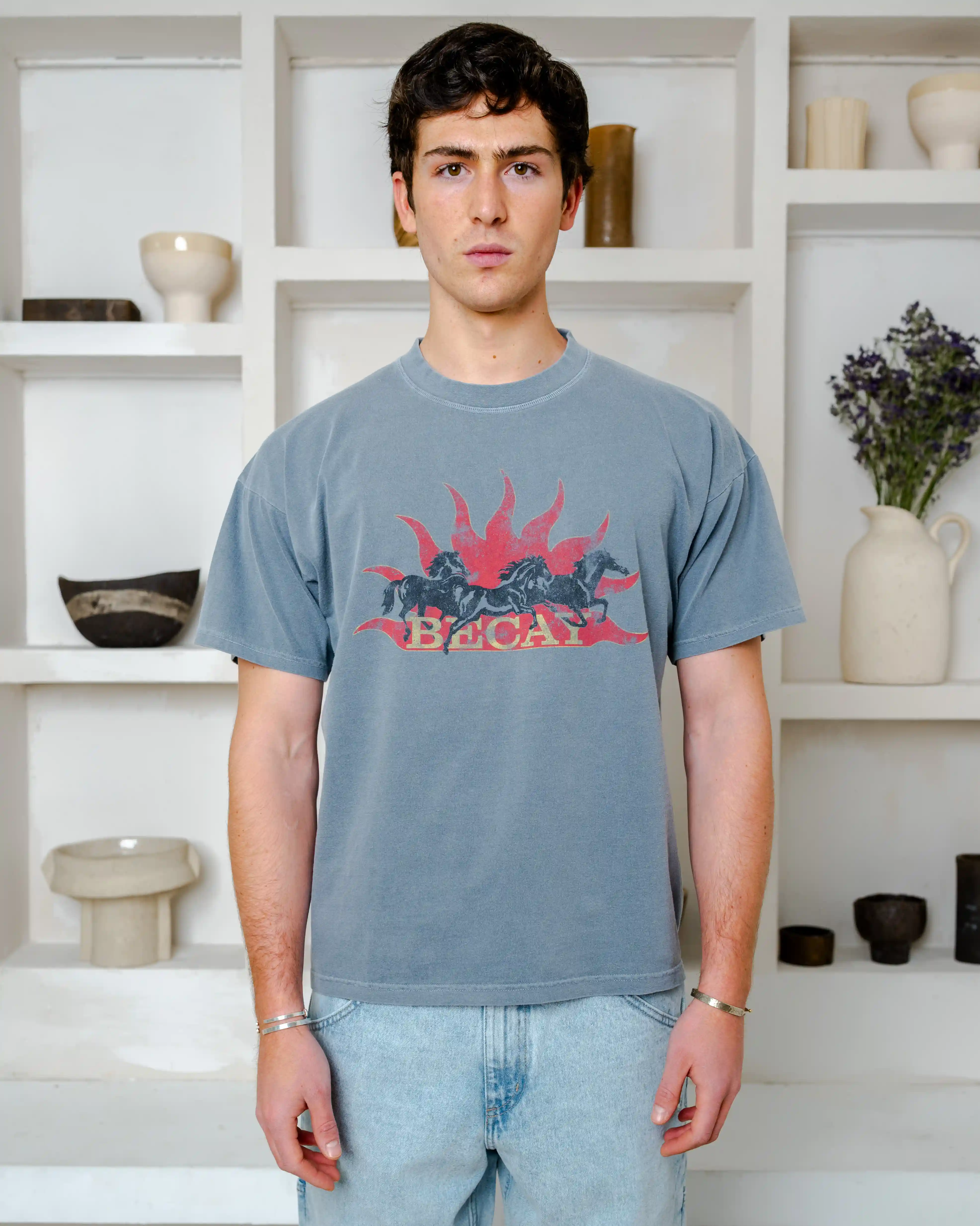Horses T-Shirt Grey - Image 3
